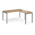 Adapt desk 1600mm x 800mm with 800mm return desk - silver frame and oak top