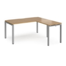 Adapt desk 1600mm x 800mm with 800mm return desk - silver frame and oak top