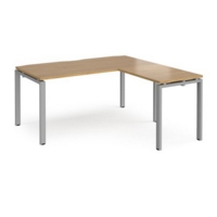 Adapt desk 1600mm x 800mm with 800mm return desk - silver frame and oak top