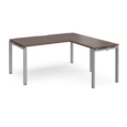 Adapt desk 1600mm x 800mm with 800mm return desk - silver frame and walnut top