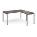 Adapt desk 1600mm x 800mm with 800mm return desk - silver frame and walnut top
