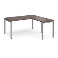 Adapt desk 1600mm x 800mm with 800mm return desk - silver frame and walnut top