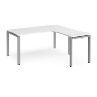 Adapt desk 1600mm x 800mm with 800mm return desk - silver frame and white top