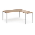 Adapt desk 1600mm x 800mm with 800mm return desk - white frame and beech top