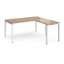Adapt desk 1600mm x 800mm with 800mm return desk - white frame and beech top