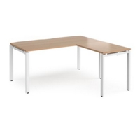 Adapt desk 1600mm x 800mm with 800mm return desk - white frame and beech top