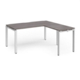 Adapt desk 1600mm x 800mm with 800mm return desk - white frame and grey oak top