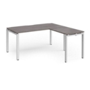 Adapt desk 1600mm x 800mm with 800mm return desk - white frame and grey oak top