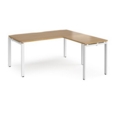 Adapt desk 1600mm x 800mm with 800mm return desk - white frame and oak top