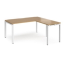 Adapt desk 1600mm x 800mm with 800mm return desk - white frame and oak top