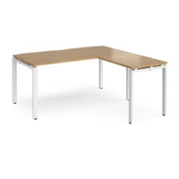 Adapt desk 1600mm x 800mm with 800mm return desk - white frame and oak top