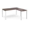 Adapt desk 1600mm x 800mm with 800mm return desk - white frame and walnut top