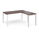 Adapt desk 1600mm x 800mm with 800mm return desk - white frame and walnut top