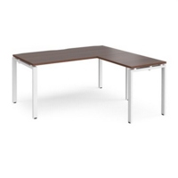 Adapt desk 1600mm x 800mm with 800mm return desk - white frame and walnut top