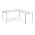 Adapt desk 1600mm x 800mm with 800mm return desk - white frame and white top