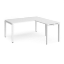 Adapt desk 1600mm x 800mm with 800mm return desk - white frame and white top