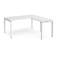 Adapt desk 1600mm x 800mm with 800mm return desk - white frame and white top