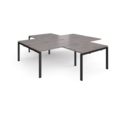 Adapt back to back 4 desk cluster 2800mm x 1600mm with 800mm return desks - black frame and grey oak top