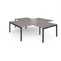 Adapt back to back 4 desk cluster 2800mm x 1600mm with 800mm return desks - black frame and grey oak top