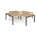 Adapt back to back 4 desk cluster 2800mm x 1600mm with 800mm return desks - black frame and oak top
