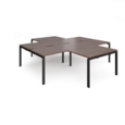 Adapt back to back 4 desk cluster 2800mm x 1600mm with 800mm return desks - black frame and walnut top