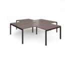 Adapt back to back 4 desk cluster 2800mm x 1600mm with 800mm return desks - black frame and walnut top