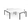 Adapt back to back 4 desk cluster 2800mm x 1600mm with 800mm return desks - black frame and white top