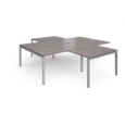 Adapt back to back 4 desk cluster 2800mm x 1600mm with 800mm return desks - silver frame and grey oak top