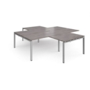 Adapt back to back 4 desk cluster 2800mm x 1600mm with 800mm return desks - silver frame and grey oak top