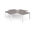 Adapt back to back 4 desk cluster 2800mm x 1600mm with 800mm return desks - white frame and grey oak top