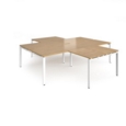 Adapt back to back 4 desk cluster 2800mm x 1600mm with 800mm return desks - white frame and oak top