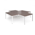 Adapt back to back 4 desk cluster 2800mm x 1600mm with 800mm return desks - white frame and walnut top