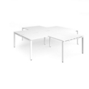 Adapt back to back 4 desk cluster 2800mm x 1600mm with 800mm return desks - white frame and white top