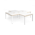 Adapt back to back 4 desk cluster 2800mm x 1600mm with 800mm return desks - white frame and white top with oak edge