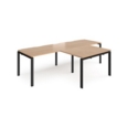 Adapt double straight desks 2800mm x 800mm with 800mm return desks - black frame and beech top