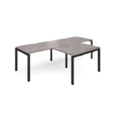 Adapt double straight desks 2800mm x 800mm with 800mm return desks - black frame and grey oak top