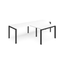 Adapt double straight desks 2800mm x 800mm with 800mm return desks - black frame and white top