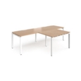 Adapt double straight desks 2800mm x 800mm with 800mm return desks - white frame and beech top