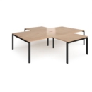 Adapt back to back 4 desk cluster 3200mm x 1600mm with 800mm return desks - black frame and beech top