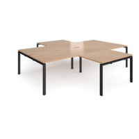 Adapt back to back 4 desk cluster 3200mm x 1600mm with 800mm return desks - black frame and beech top