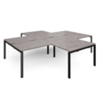 Adapt back to back 4 desk cluster 3200mm x 1600mm with 800mm return desks - black frame and grey oak top
