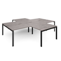 Adapt back to back 4 desk cluster 3200mm x 1600mm with 800mm return desks - black frame and grey oak top