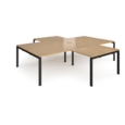 Adapt back to back 4 desk cluster 3200mm x 1600mm with 800mm return desks - black frame and oak top
