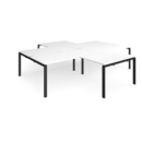 Adapt back to back 4 desk cluster 3200mm x 1600mm with 800mm return desks - black frame and white top