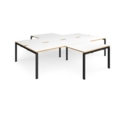 Adapt back to back 4 desk cluster 3200mm x 1600mm with 800mm return desks - black frame and white top with oak edge