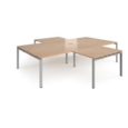 Adapt back to back 4 desk cluster 3200mm x 1600mm with 800mm return desks - silver frame and beech top
