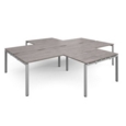 Adapt back to back 4 desk cluster 3200mm x 1600mm with 800mm return desks - silver frame and grey oak top