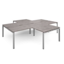 Adapt back to back 4 desk cluster 3200mm x 1600mm with 800mm return desks - silver frame and grey oak top