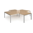 Adapt back to back 4 desk cluster 3200mm x 1600mm with 800mm return desks - silver frame and oak top