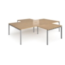 Adapt back to back 4 desk cluster 3200mm x 1600mm with 800mm return desks - silver frame and oak top
